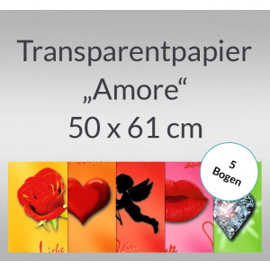 Transparentpapier "Amore" 50 x 61 cm - 5 Bogen