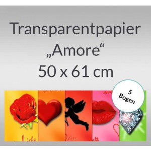 Transparentpapier "Amore" 50 x 61 cm - 5 Bogen