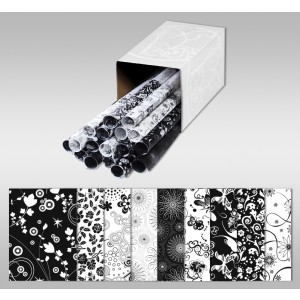 Transparentpapier "Black & White" 50 x 61 cm Sortierung 2 - 25 Rollen
