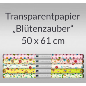 Transparentpapier "Blütenzauber" 50 x 61 cm - 5 Rollen sortiert