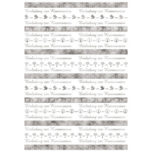 Transparentpapier "Bordüren" silber DIN A4 Kommunion - 25 Blatt