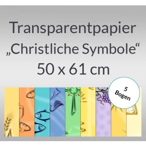 Transparentpapier "Christliche Symbole" 50 x 61 cm - 5 Bogen