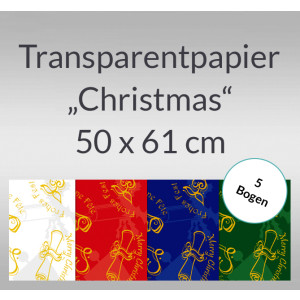 Transparentpapier "Christmas" 50 x 61 cm - 5 Bogen