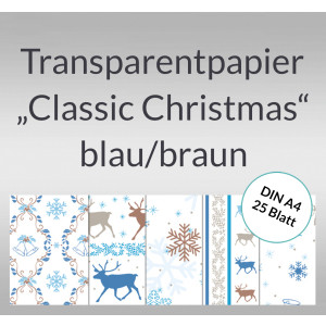 Transparentpapier "Classic Christmas" blau/braun DIN A4 - 25 Blatt
