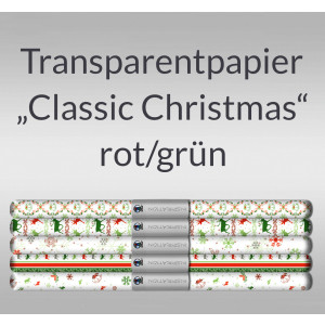 Transparentpapier "Classic Christmas" rot/grün 50 x 61 cm - 5 Bogen sortiert