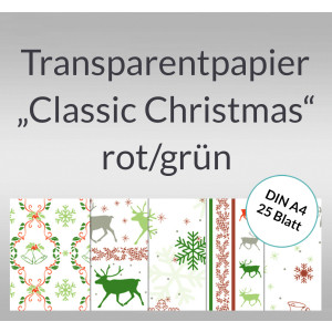Transparentpapier "Classic Christmas" rot/grün DIN A4 - 25 Blatt