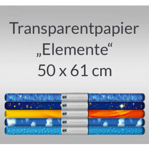 Transparentpapier "Elemente" 50 x 61 cm - 5 Rollen sortiert