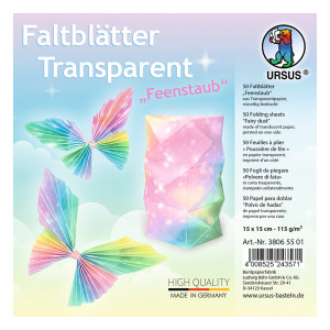 Transparentpapier-Faltblätter „Feenstaub“ 115 g/m², 15 x 15 cm, 50 Blatt