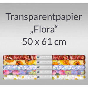 Transparentpapier "Flora" 50 x 61 cm Sortierung - 5 Rollen