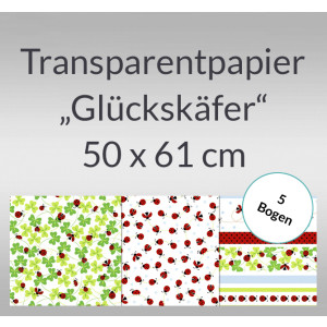 Transparentpapier "Glückskäfer" 50 x 61 cm - 5 Bogen