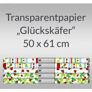 Transparentpapier "Glückskäfer" 50 x 61 cm - 5 Rollen sortiert