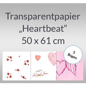 Transparentpapier "Heartbeat" 50 x 61 cm - 5 Bogen