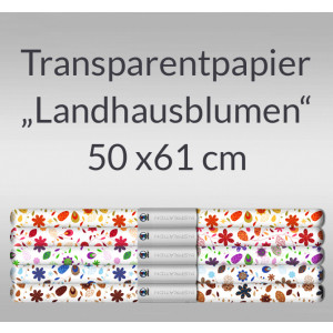 Transparentpapier "Landhausblumen" 50 x 61 cm - 5 Rollen sortiert