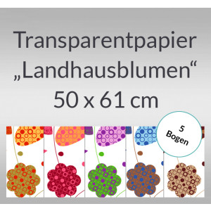 Transparentpapier "Landhausblumen" 50 x 61 cm - 5 Rollen