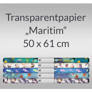 Transparentpapier "Maritim" 50 x 61 cm - 5 Rollen sortiert