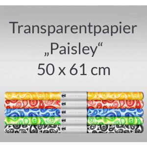 Transparentpapier "Paisley" 50 x 61 cm - 5 Rollen sortiert