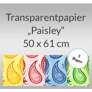Transparentpapier "Paisley" 50 x 61 cm - 5 Rollen
