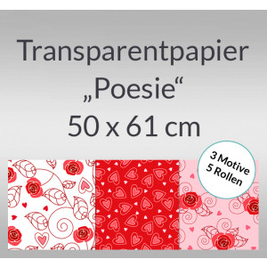 Transparentpapier "Poesie" 50 x 61 cm - 5 Rollen sortiert