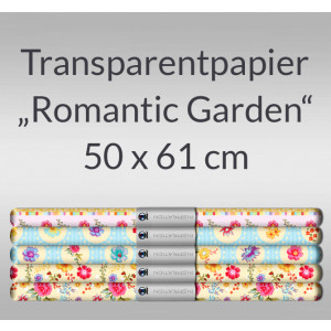 Transparentpapier "Romantic Garden" 50 x 61 cm - 5 Rollen sortiert