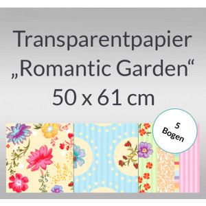Transparentpapier "Romantic Garden" 50 x 61 cm - 5 Rollen