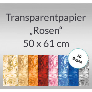 Transparentpapier "Rosen" 50 x 61 cm - 10 Bogen