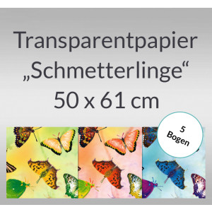 Transparentpapier "Schmetterlinge" 50 x 61 cm - 5 Bogen