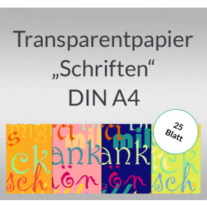 Transparentpapier "Schriften" DIN A4 - 25 Blatt