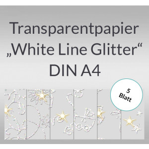 Transparentpapier "White Line Glitter" DIN A4 - 5 Blatt