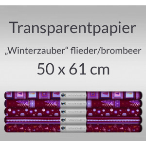 Transparentpapier "Winterzauber" flieder/brombeer 50 x 61 cm - 5 Bogen sortiert