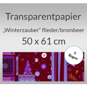 Transparentpapier "Winterzauber" flieder/brombeer 50 x 61 cm - 5 Bogen