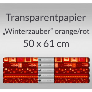 Transparentpapier "Winterzauber" orange/rot 50 x 61 cm - 5 Bogen sortiert