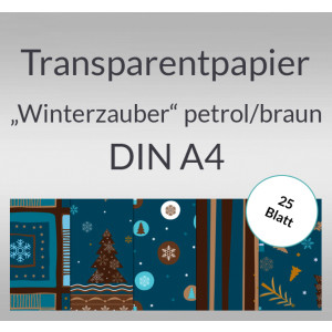 Transparentpapier "Winterzauber" petrol/braun DIN A4 - 25 Blatt