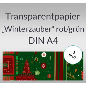 Transparentpapier "Winterzauber" rot/grün DIN A4 - 5 Blatt