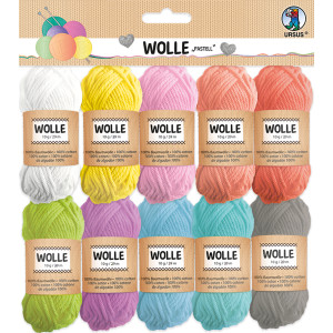 Wolle Pastell, aus 100% Baumwolle, Knäuel á 10 g / 29 m, in 10 Farben