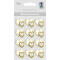 Weiteres Bild zu Mini Accessoires, weiß-goldene Herzen mit DREI kleinen Dekosteinchen, 12 Stück